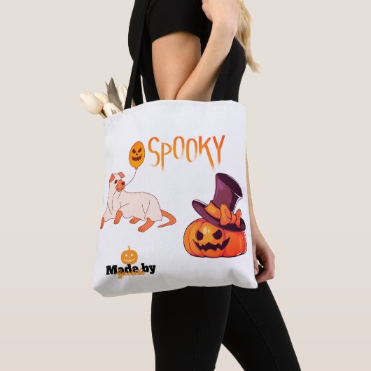 Schattigee Spooky Dog Ghost & Pumpkin Halloween De Draagtas (Dichtbij)