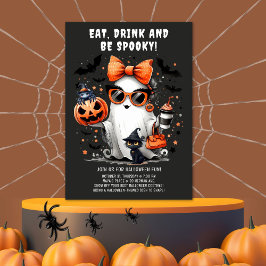 Schattigee Spooky Ghost Halloween-feestuitnodiging Kaart