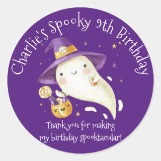 Schattigee Spooky Ghost Halloween Jongen of Meisje Ronde Sticker