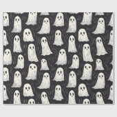 Schattigee Spooky  Ghosts Black & White Halloween Cadeaupapier (Vlak)