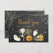 Schattigee Spooky Ghosts Cats Halloween Herfst Bab Bedankkaart (Voorkant / Achterkant)