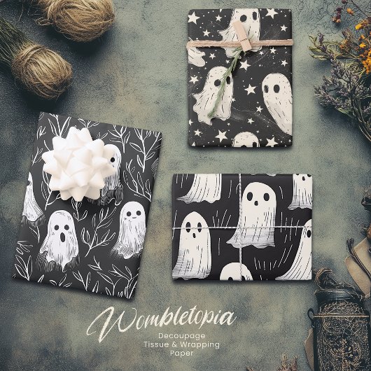 Schattigee Spooky Ghosts Halloween Paper Set