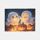 Schattigee Spooky Halloween Cartoon Ghosts Glowing Fleece Deken (Voorkant (Horizontaal))