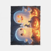 Schattigee Spooky Halloween Cartoon Ghosts Glowing Fleece Deken (Voorkant)