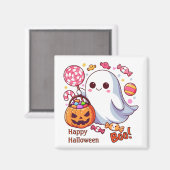 Schattigee Spooky Halloween Ghost, Pompoenen en Sn Magneet (Voorkant / Achterkant)