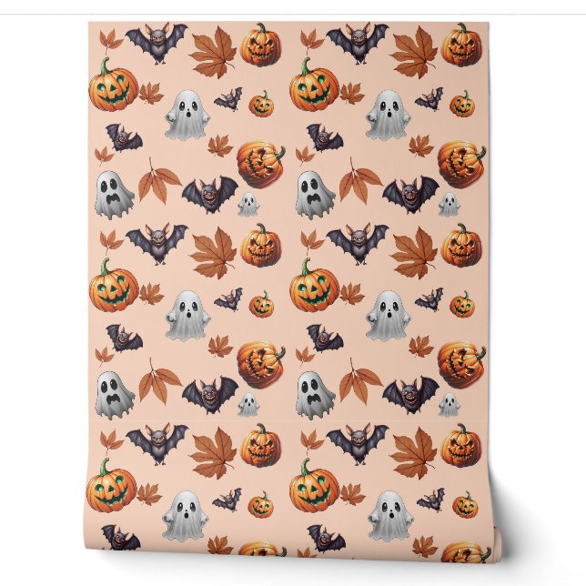 Schattigee Spooky Halloween thema Herfst Pattern Behang (Afrollen)