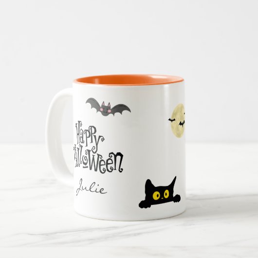 Schattigee & Spooky Halloween Two-Tone Coffee Mok (Voorkant links)