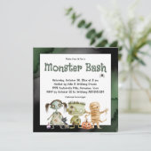 Schattigee Spooky Monster Bash Halloween Party Kaart (Staand voorkant)