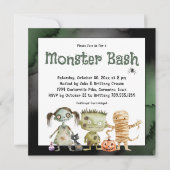 Schattigee Spooky Monster Bash Halloween Party Kaart (Voorkant)