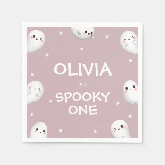 Schattigee Spooky One Halloween Girl 1e Verjaardag Servet (Voorkant)