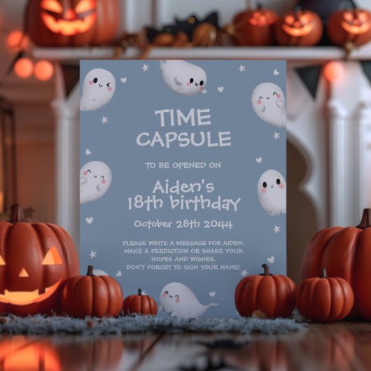 Schattigee Spooky One Halloween Time Capsule Sign Poster
