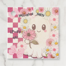 Schattigee Spooky Pink Daisy Halloween Party Invit Bedankjes Labels