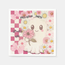 Schattigee Spooky Pink Daisy Halloween Party Invit Servet