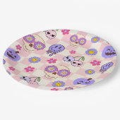 Schattigee Spooky Vibes Groovy Ghost Halloween Papieren Bordje (Gekanteld)