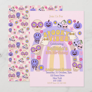Schattigee Spooky Vibes Groovy Ghost Halloween Ver Kaart