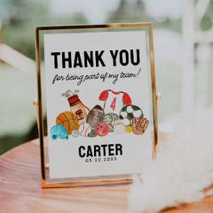 Schattigee Sportballen Kinderen Verjaardag Bedankt Poster