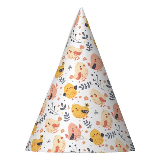 Schattigee Spring Chicks en Bloemenpatroon Feesthoedjes (Links)