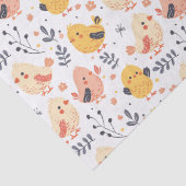 Schattigee Spring Chicks en Bloemenpatroon Tissuepapier (Detail)