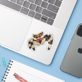 Schattigee springende spin Sticker (Laptop met iPhone)