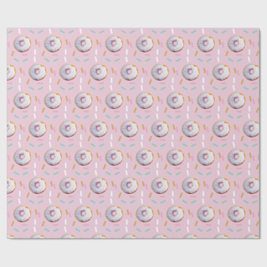 Schattigee Sprinkle Donut Waterverf Pattern Cadeaupapier (Vlak)