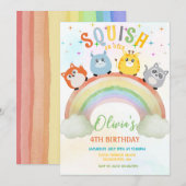 Schattigee Squishmallow-verjaardagsuitnodiging Kaart (Voorkant / Achterkant)