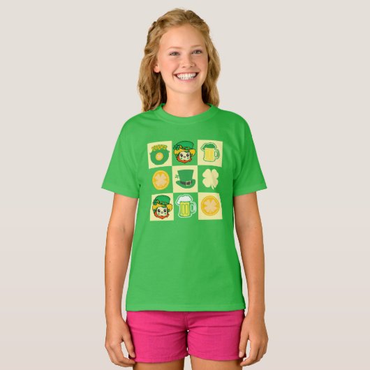 Schattigee St. Patrick's Day Checkerboard Kinder T T-shirt (Voorkant volledig)