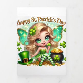Schattigee St Patrick's Day-kaart met Feestelijke Drieluik Wenskaart