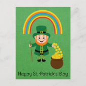 Schattigee St Patricks Day Leprechaun Rainbow Gold Briefkaart (Voorkant)