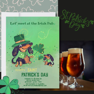 Schattigee ST. Patrick's Day Teckels uitnodiging