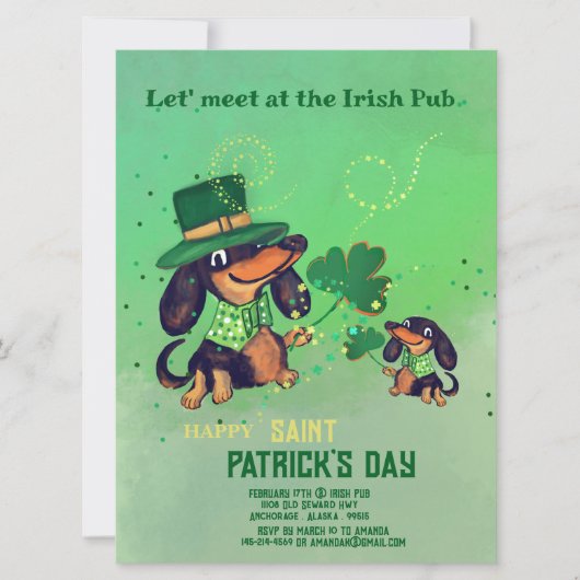 Schattigee ST. Patrick's Day Teckels uitnodiging (Voorkant)