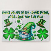 Schattigee St Patrick's Gnome Slapen op grijs | Legpuzzel (Horizontaal)