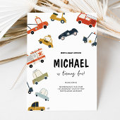Schattigee stadsauto's verjaardagsuitnodiging kaart
