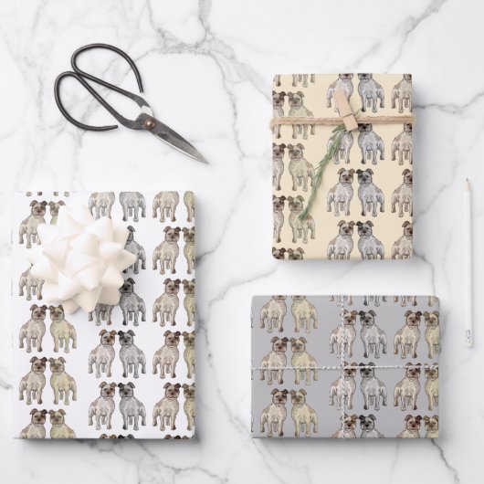 Schattigee Staffordshire Bull Terrier Hondenliefhe Inpakpapier Vel (Voorkant)