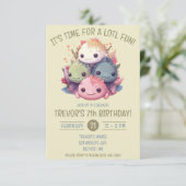 Schattigee stapel van Axolotls Verjaardagsfeest Kaart (Staand voorkant)