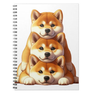 SCHATTIGEE STAPEL VAN SHIBA INU PUPPYHONDEN NOTITIEBOEK