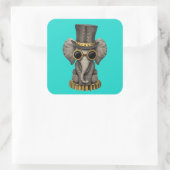 Schattigee Steampunk Baby Elephant Cub Vierkante Sticker (Tas)