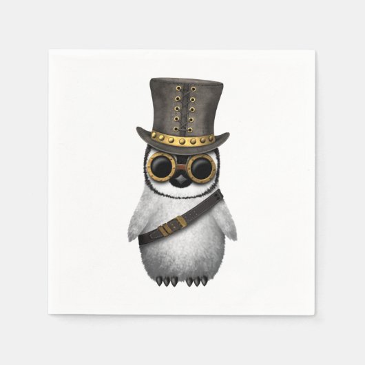 Schattigee Steampunk Baby Penguin Servetten (Voorkant)