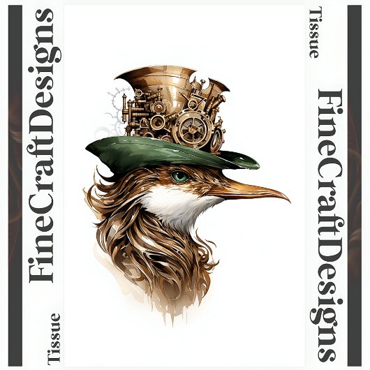 Schattigee Steampunk Bird Gears Cogs Pet Decoupage Tissuepapier
