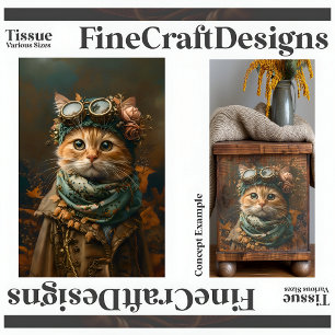 Schattigee Steampunk Cat Whimsical Attyre A5R Deco Tissuepapier