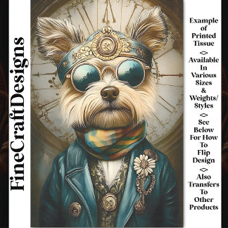 Schattigee Steampunk Dog in Goggles, Sjaal BH6 Dec Tissuepapier