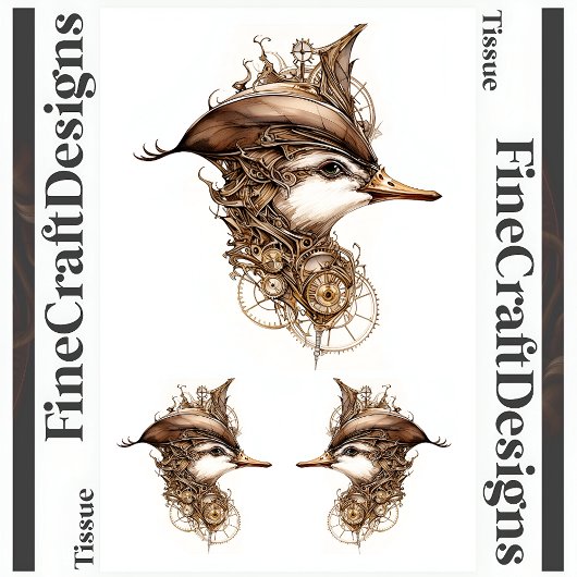 Schattigee Steampunk Duck Gears Cogs Pet Decoupage Tissuepapier