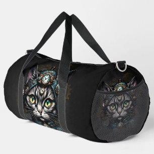 Schattigee steampunk kat met klokken en tandwielen plunjezak