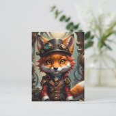 Schattigee Steampunk Red Fox Briefkaart (Staand voorkant)