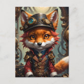 Schattigee Steampunk Red Fox Briefkaart (Voorkant)