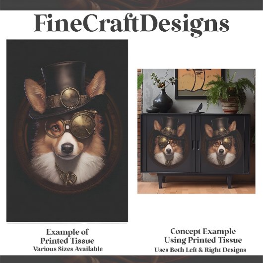 Schattigee Steampunk Schattige Welsh Corgi Dog D5R Tissuepapier