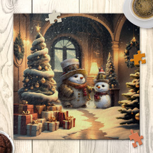 Schattigee Steampunk Sneeuwman Kerstpuzzel Legpuzzel