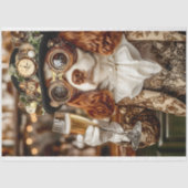Schattigee Steampunk Spaniel Dog Toasting BG4 Deco Tissuepapier (Voorkant)