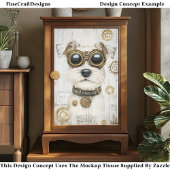 Schattigee Steampunk White Dog in Goggles CY4 Deco Tissuepapier