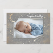 Schattigee Sterren Maan Hemelse Pasgeboren Jongen  Aankondiging (Voorkant)