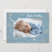 Schattigee Sterren Maan Hemelse Pasgeboren Jongen  Aankondiging (Voorkant)